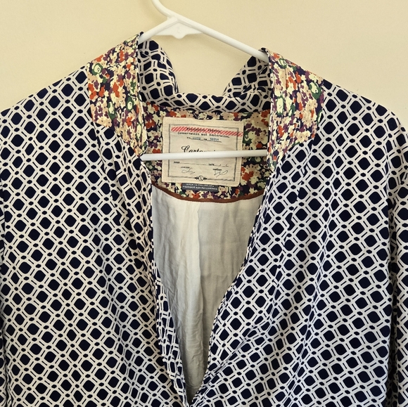 Cartonnier Navy Southwark Blazer Geometric Print Size Large from Anthro - Picture 9 of 10